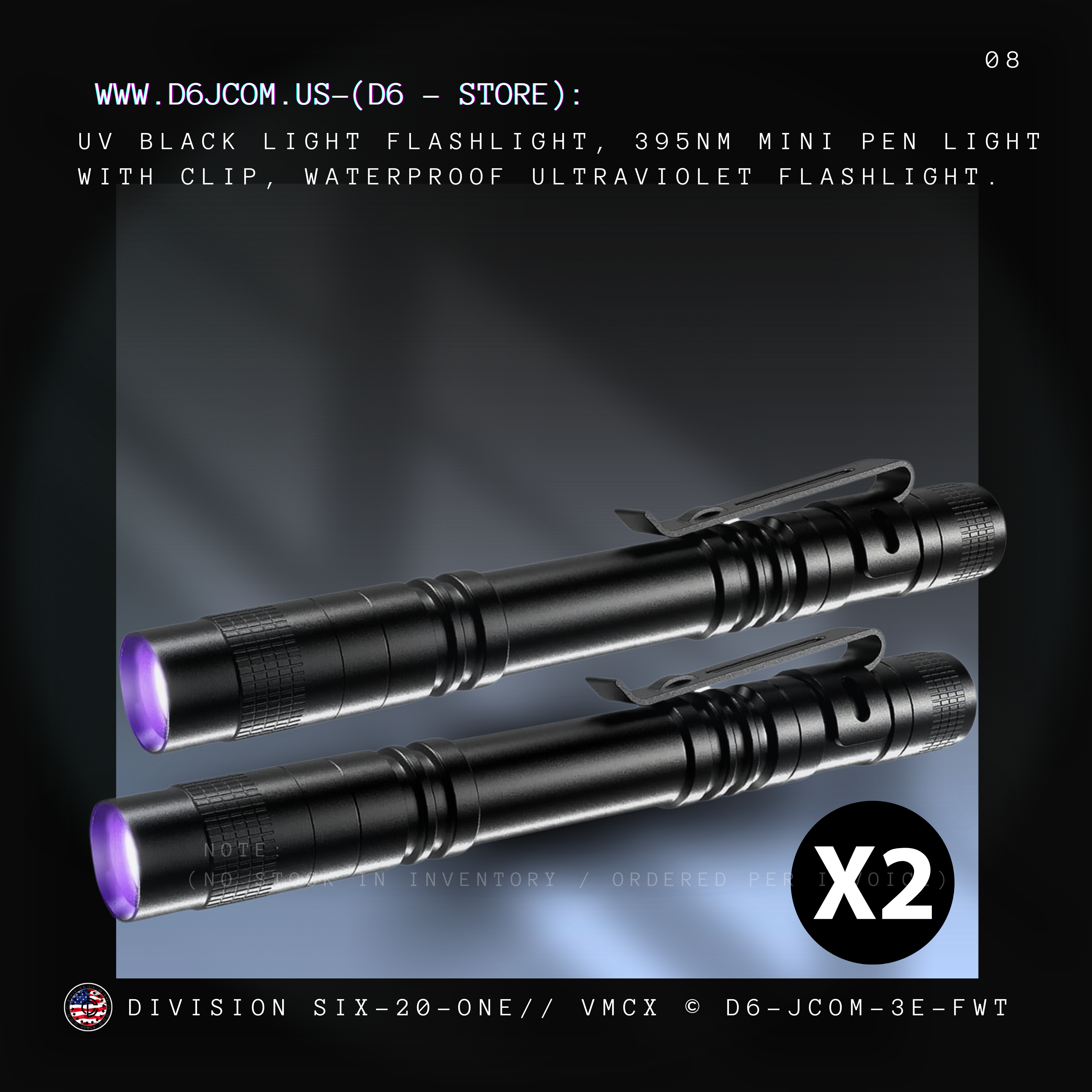 UV Black Light Flashlight, 2 Pack 395nm Mini Pen Light with Clip, Waterproof Ultraviolet Flashlight