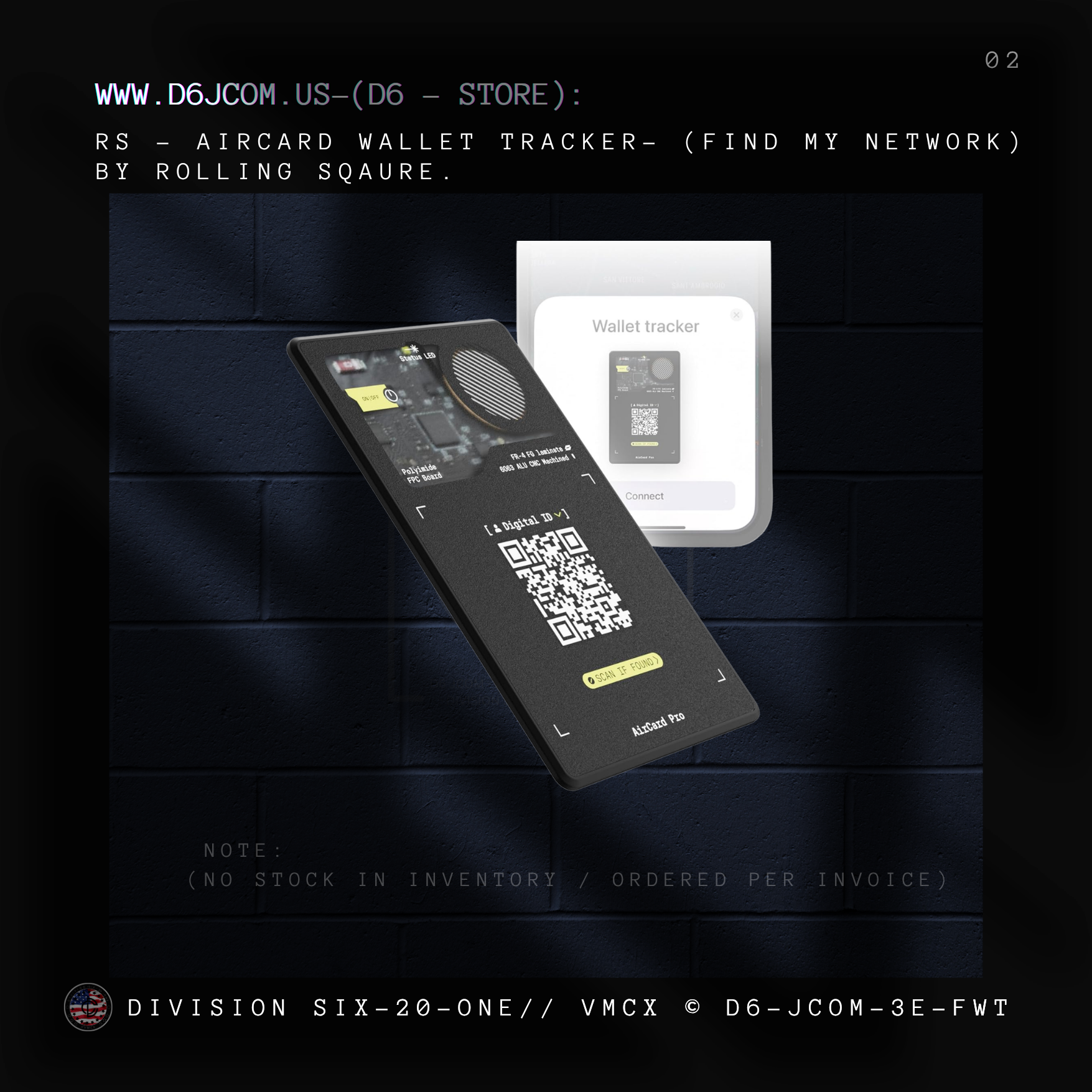 Wallet Tracker Card - Disposable RS - Aircard Wallet Tracker (Find My NetworK) ROLLING SQAURE